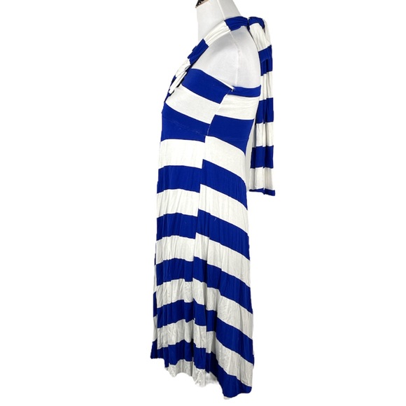 Elan Striped Asymmetrical Multi Look Dress and Skirt Blue White Size Medium - Picture 2 of 8